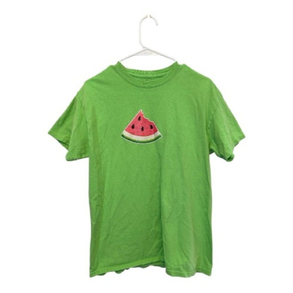 Gildan Lime Green T-Shirt with Watermelon Design Size Medium